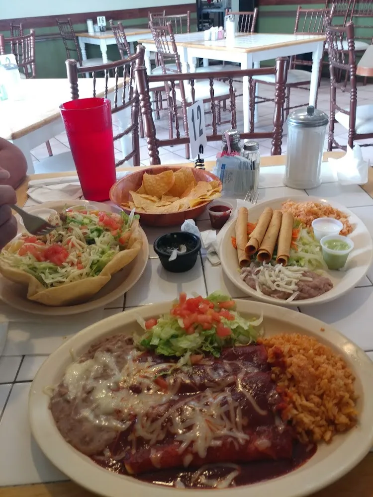 Flauta Plate Taco Salad and Red Enchiladas